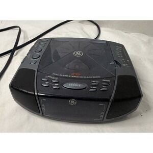 GE Dual Alarm Stereo CD Clock AM FM Radio Battery Backup 7-4897A Storm Hurricane